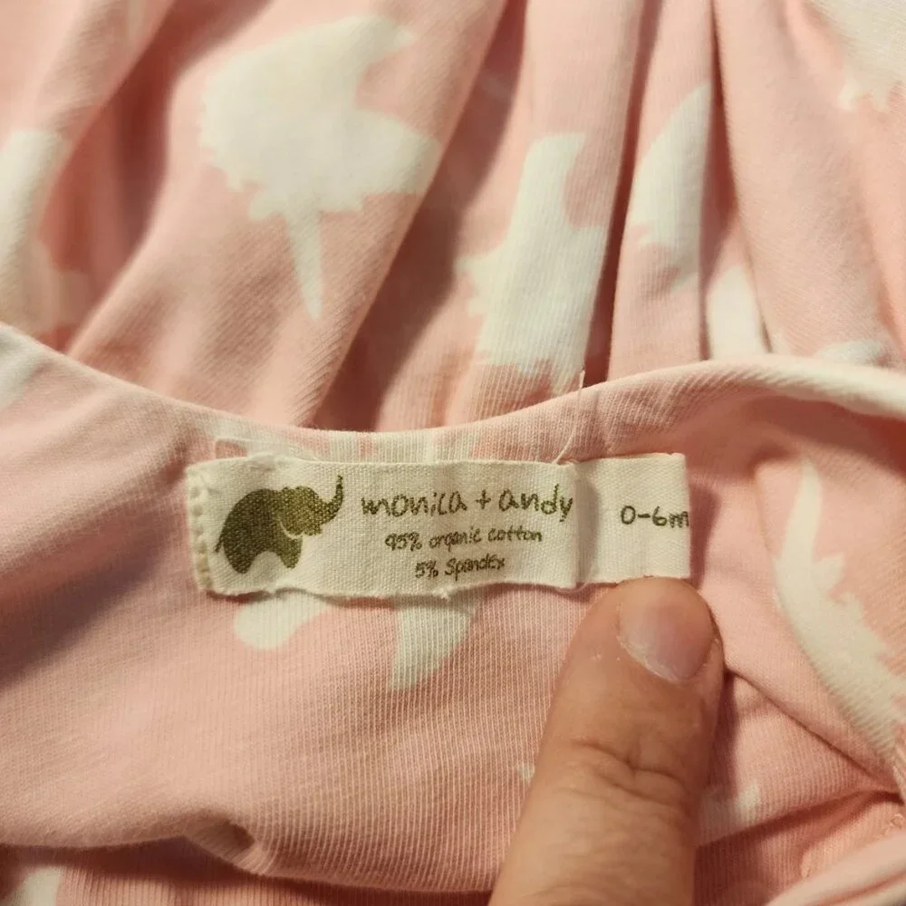 Monica + Andy Girls Pink/White Unicorn Dress with Long Sleeves Size 0-6 Months - Picture 3 of 5